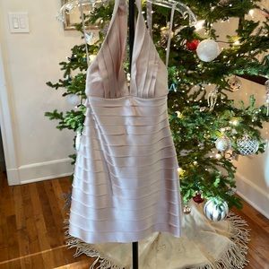 BCBG champagne colored halter dress